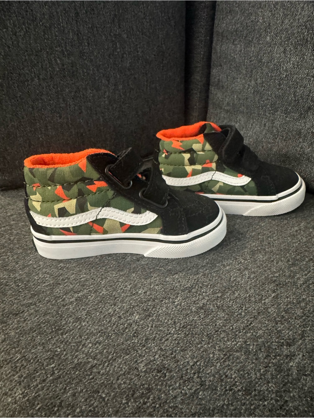 Vans Kids High-Top Camouflage Sneakers with Orange Lining